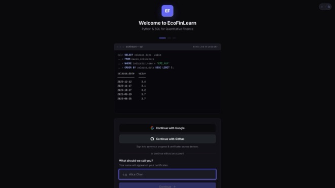 EcoFinLearning — screenshot